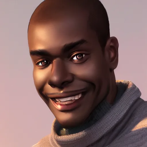 Prompt: black man, charming smile, illustration, by artgerm lau, & jeehyung lee & wlop, hyperdetailed, 8 k realistic, symmetrical, frostbite 3 engine, cryengine, dof, trending on artstation, trending on deviantart