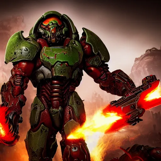 Image similar to doom slayer from doom eternal, photography