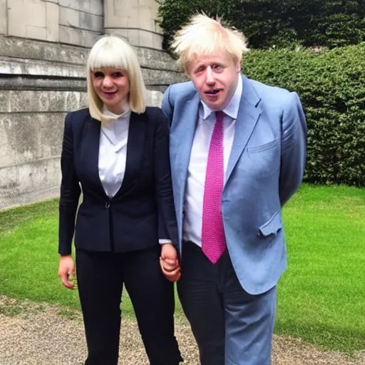 Image similar to venti from genshin impact holding hands with boris johnson