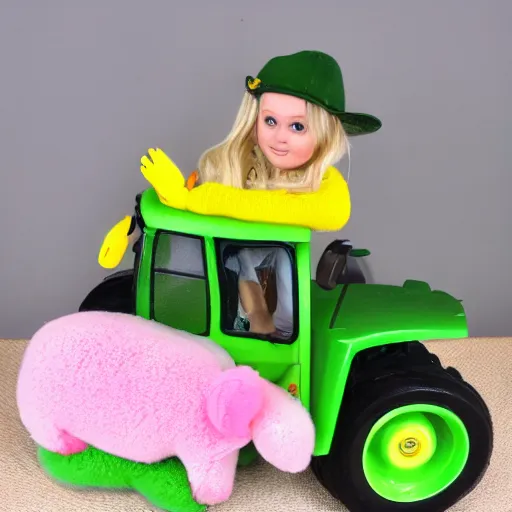 Image similar to a very soft persian pink plush john deere with pluche