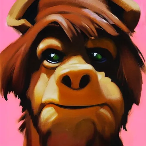 Image similar to greg manchess portrait painting of alf from the 8 0 s tv show alf, medium shot, asymmetrical, profile picture, organic painting, sunny day, matte painting, bold shapes, hard edges, street art, trending on artstation, by huang guangjian and gil elvgren and sachin teng