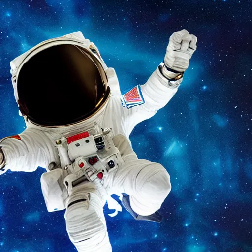 Prompt: astronaut in outer space lit from below, full body photo