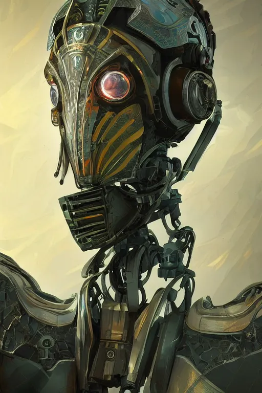 Image similar to solarpunk exoskeleton fantasy art mask robot ninja stylized digital illustration sharp focus, elegant intricate digital painting artstation concept art global illumination ray tracing advanced technology chaykin howard and campionpascale and cooke darwyn and davis jack