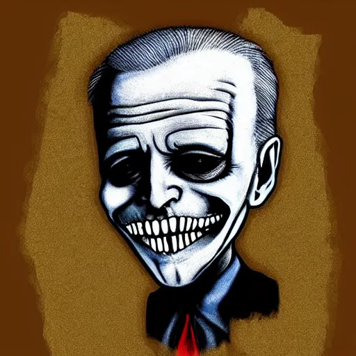 Image similar to grunge drawing of joe biden in the style of jack skellington