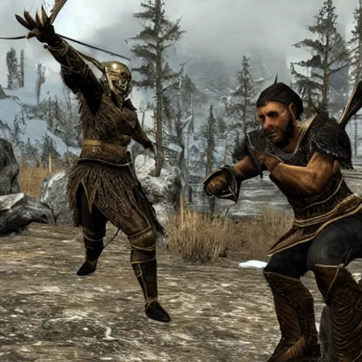 Image similar to a skyrim guard getting shot in the knee with an arrow