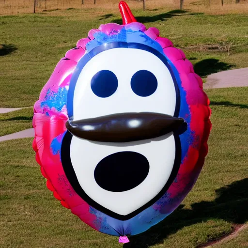Image similar to scary balloon, balloon with eyes and a mouth, simple