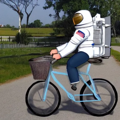 Prompt: an astronaut riding a bike