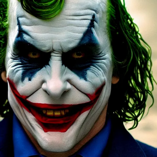 Prompt: Christian Bale as the Joker, still from the dark knight, detailed, 4k