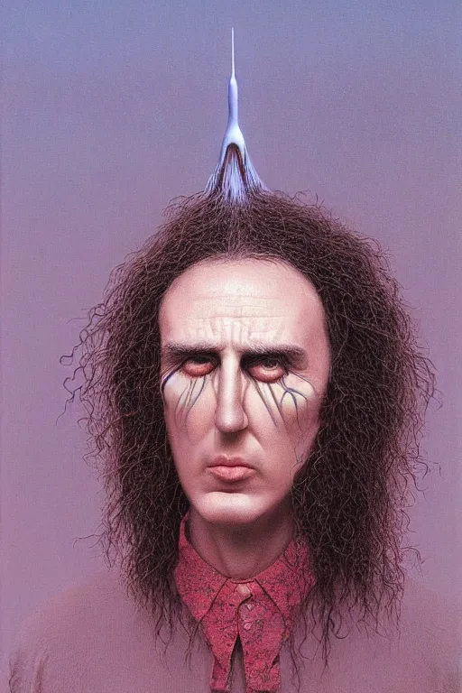 Image similar to portrait of Weird Al Yankovic by Zdzislaw Beksinski