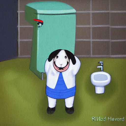 Image similar to little mr toilet water drinker by richard hargreaves