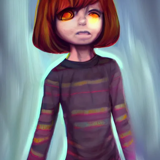 Image similar to borderline chara glitching eyes undertale, descriptive art, oil painting, ultradetailed, artstation