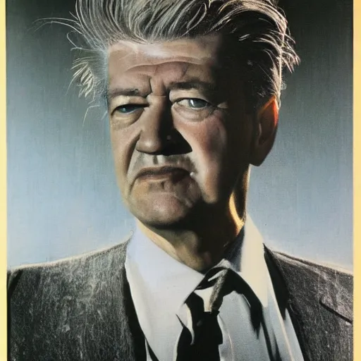 Prompt: david lynch portrait, by salvador dali, matte painting,