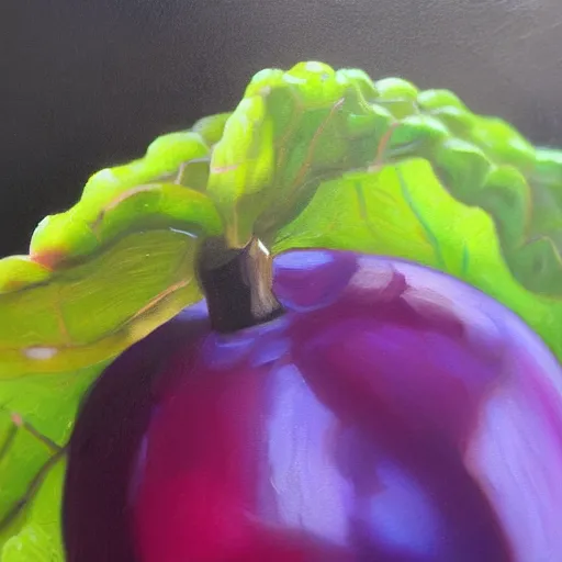 Prompt: snape in a grape, realistic, closeup photogtaphy, oil painting, vibrant palette