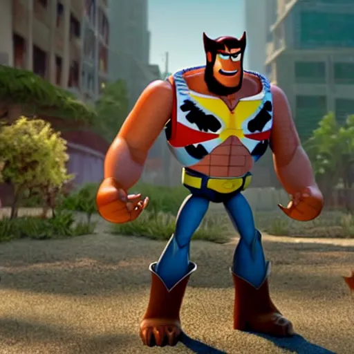 Prompt: Wolverine As seen in Pixar animated movie toy story . 4K quality super realistic