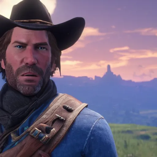 Image similar to Arthur Morgan from Red Dead Redemption 2 in The Legend of Zelda: Breath of the Wild