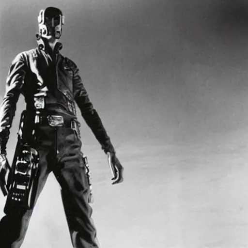 Image similar to Lee Van Cleef as a scifi futuristic cyberpunk cyberpunk cowboy. Amazing photo