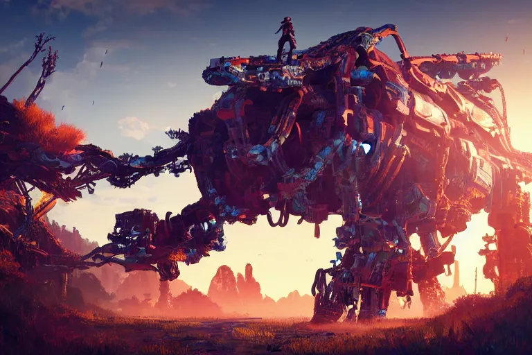 Image similar to sawtooth machine mecanical creature robot of horizon forbidden west horizon zero dawn bioluminiscence global illumination ray tracing hdr fanart arstation by ian pesty and alena aenami artworks in 4 k