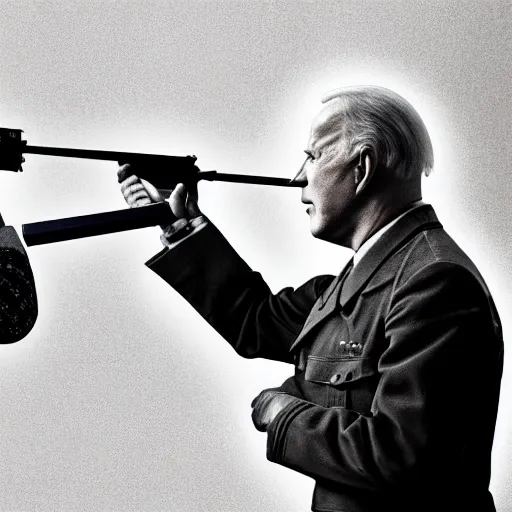 Prompt: adolf hitler shooting joe biden with a pistol, octane render, 4 k, hyper detailed.