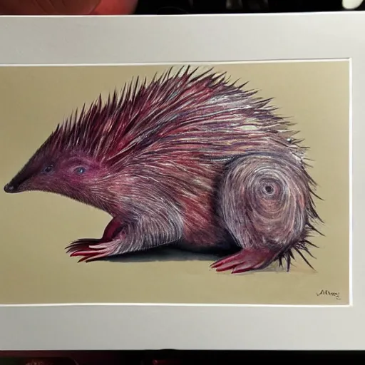 Image similar to beautiful professional watercolor painting of an echidna