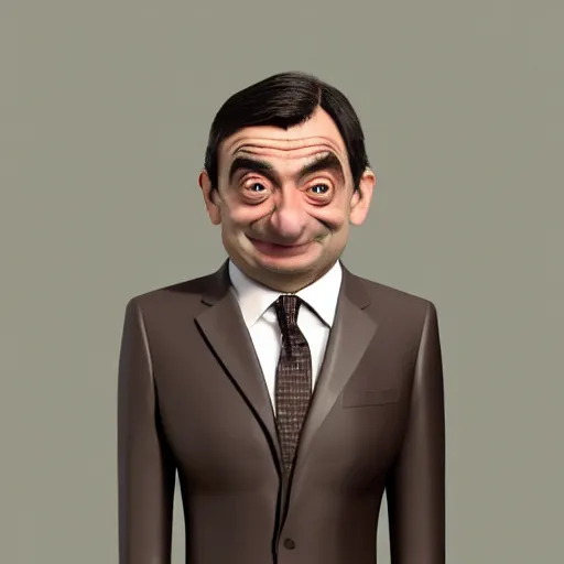 Prompt: Mr Bean in a 3D Animated Mr Bean film animated by Illumination, portrait, photograph, realistic, hyperrealistic, highly detailed, very detailed, extremely detailed, detailed, digital art, trending on artstation