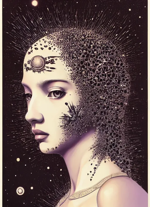 Image similar to Android goddess painting by Dan Hillier, trending on artstation, artstationHD, artstationHQ, 4k, 8k