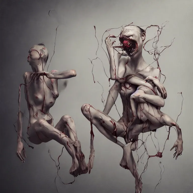 Image similar to tortured souls in the style of kevin spring, 3 d render, esao andrews, jenny saville, surrealism, dark art by james jean, ross tran, optical illusions, modern cubism