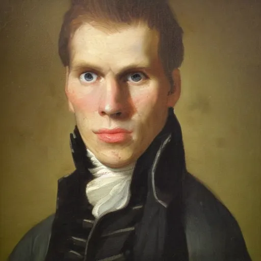 Image similar to An 18th century oil painting of Jerma985, portrait of Jerma985, grainy, realistic, very realistic, hyperrealistic, highly detailed, very detailed, extremely detailed, very neat, very epic, very cool, detailed, trending on artstation