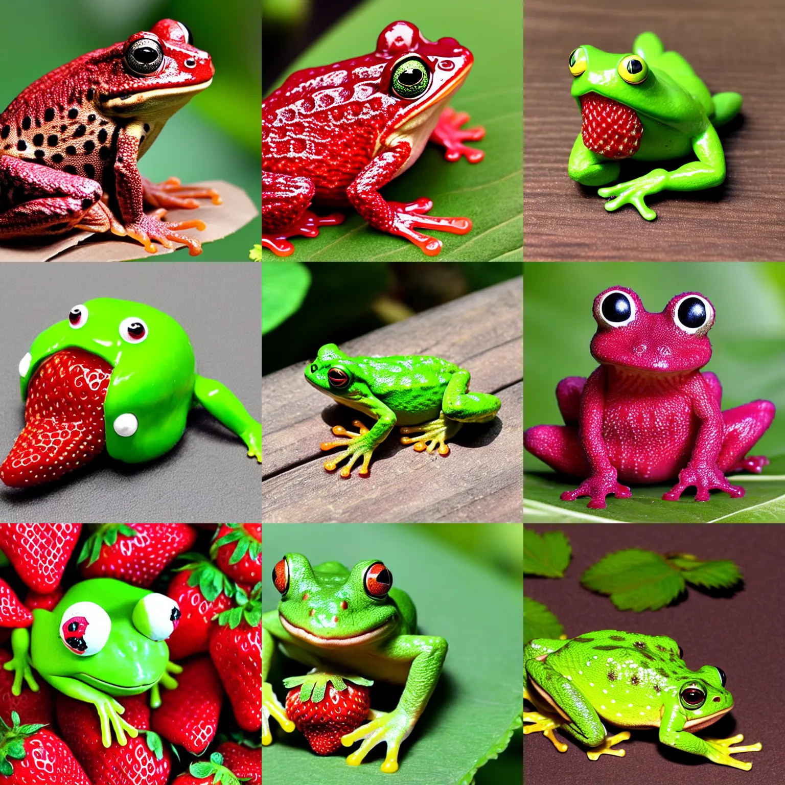 Prompt: a strawberry frog 5 0 / 5 0 hybrid