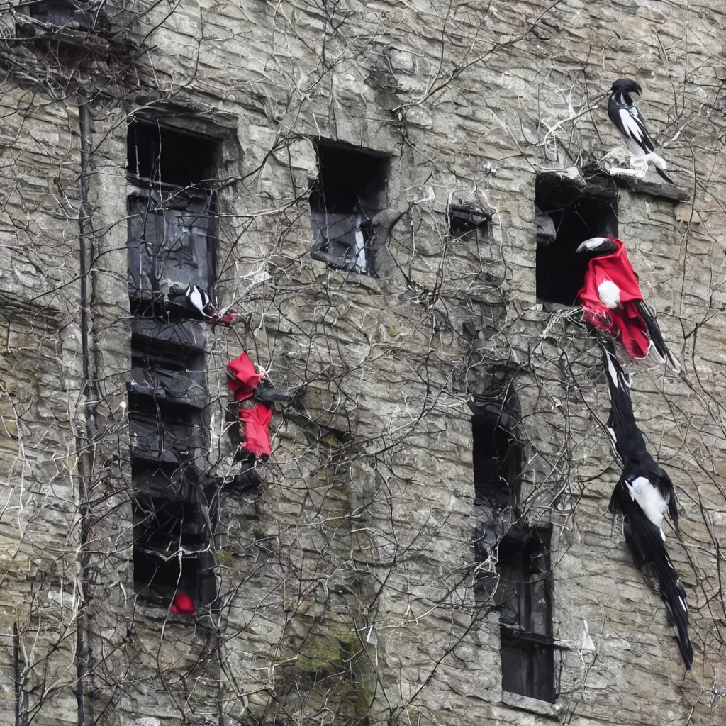 Prompt: popped out a chimney, wrapping its fangs around either a magpie or a tv aerial. people were hounding their coworkers into sponsoring their suicides, to raise money for the samaritans.