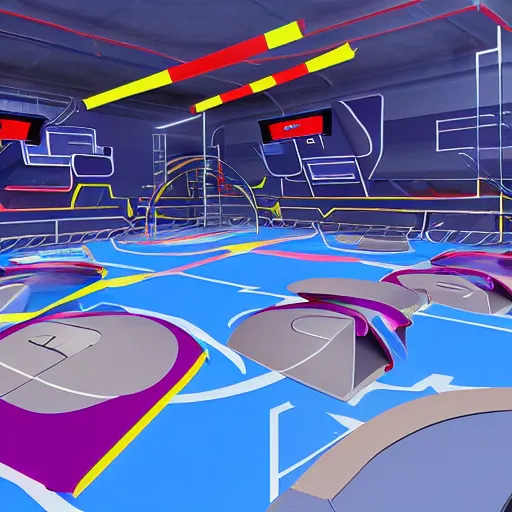 Prompt: a futuristic dodgeball arena, concept art