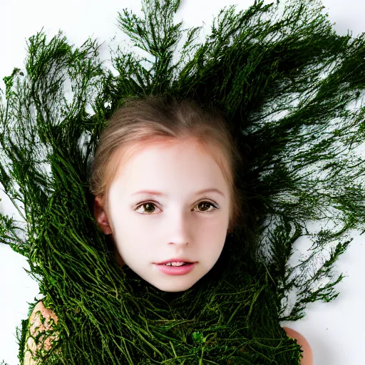 Image similar to a girl wrapped in seaweed, photograph, 4 k