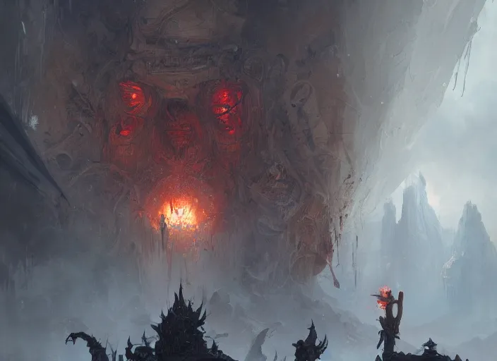 Image similar to Hell, a fantasy digital painting by Greg Rutkowski and James Gurney, trending on Artstation, highly detailed
