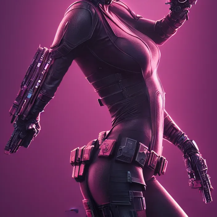Image similar to charlize theron as lady deadpool. intricate abstract. intricate artwork. by tooth wu, wlop, beeple, dan mumford. octane render, trending on artstation, greg rutkowski very coherent symmetrical artwork. cinematic, hyper realism, high detail, octane render, 8 k, iridescent accents