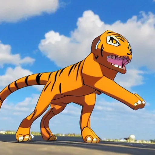 Image similar to an Digimon that have shape like tiger , 3d