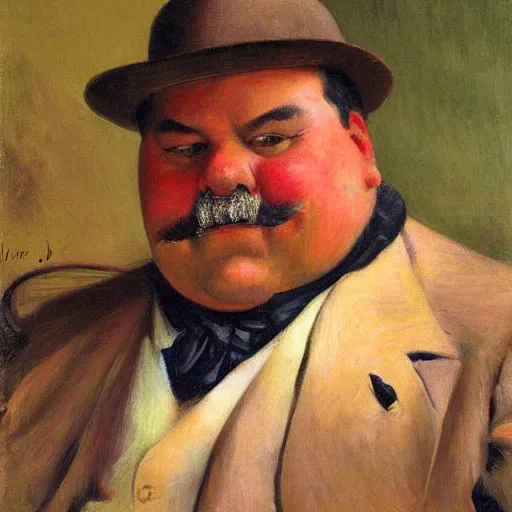 Prompt: portrait of a chubby middle-aged Llújo-American man with bushy eyebrows, painting by Franz Marc, by Jean-Léon Gérôme, by Winsor McCay, today's featured photograph, 16K