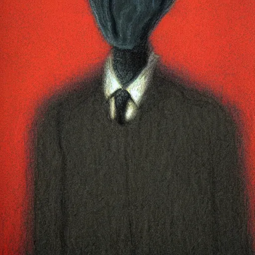 Prompt: portrait of slenderman. pastel. art. highres. rembrandt