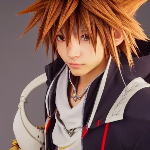 Image similar to kingdom hearts sora, a very detailed cosplay, a very detailed elegant, sharp focus, a very detailed art by alphonse mucha and greg rutkowski