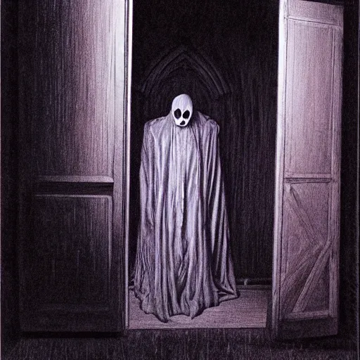 Prompt: the spooky horrific tall man with no face, from the closet, moonlight, bedroom, horror, mystery, spooky, paranormal monster, photorealism, dramatic lighting, by wayne barlowe