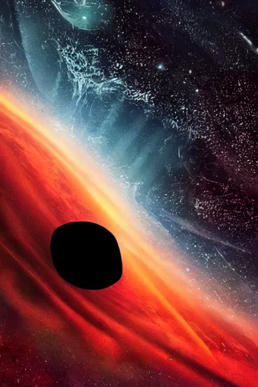 Prompt: spaceship fly into black hole!! epic vibe!! cinematic scene