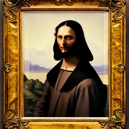 Image similar to portrait of leonardo davinci by ross tran and artgerm and john collier and gustave courbet