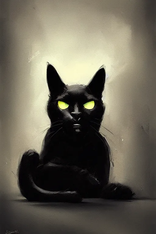 Image similar to ! dream greg rutkowski black cat in snapback coding