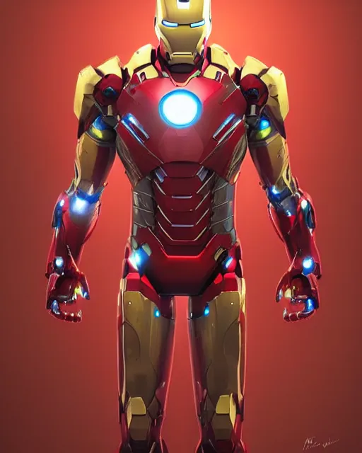 Image similar to ironman in a christmas themed suit, dynamic lighting, fantasy concept art, trending on art station, stunning visuals, creative, cinematic, ultra detailed