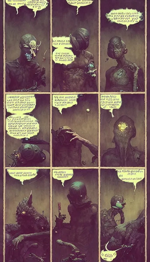 Prompt: the most powerful and interesting 6 panel comic by chiara bautista, beksinski and norman rockwell and greg rutkowski weta studio and tom bagshaw and james gurney and lucasfilm