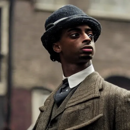 Image similar to playboi carti in peaky blinders 4 k the detailed super realistic