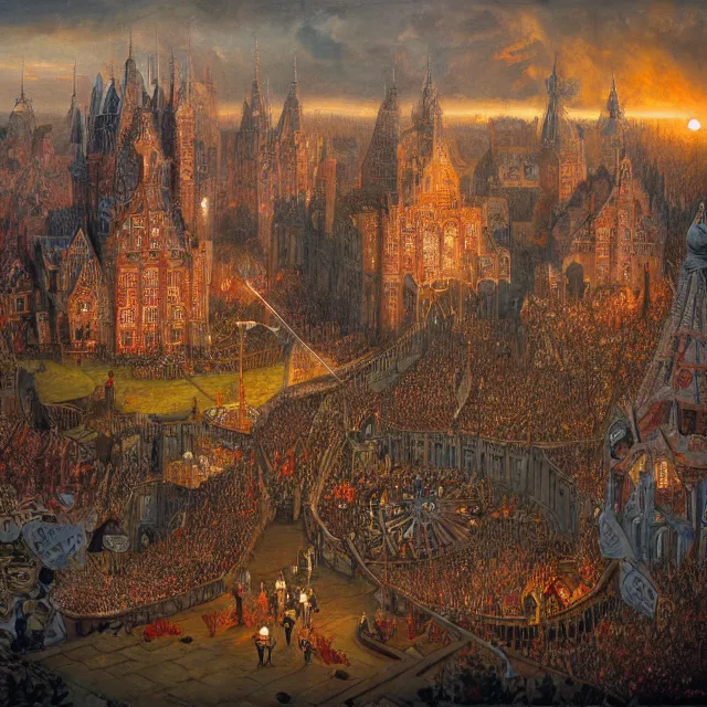 Image similar to a painting of the queens games by johfra bosschart, dark fantasy art, high detail, trending on artstation