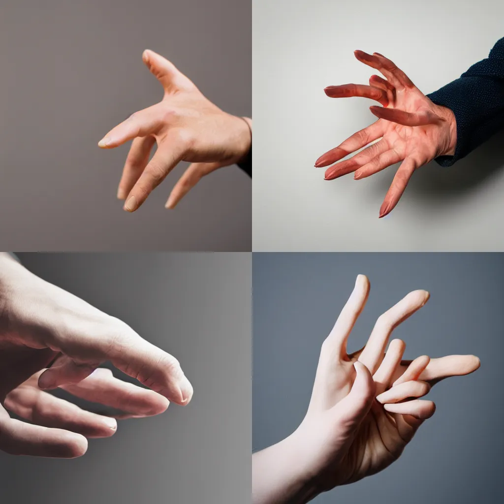 a normal hand with all five fingers, grabbing a