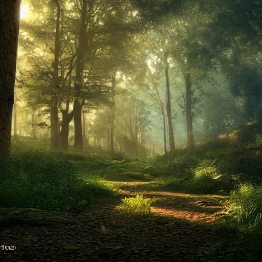 Image similar to A young heavenly and peaceful forest, beautiful lighting,digital art , highly detailed , high contrast, beautiful lighting, award winning , trending on art station, 8k, photorealistic,unreal engine 5