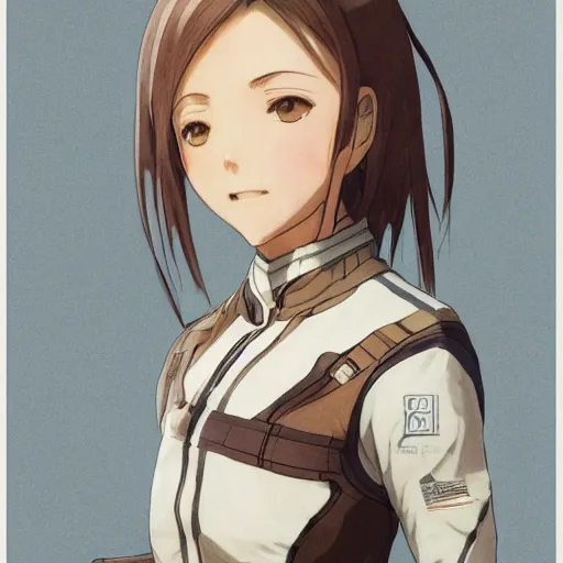 Image similar to a girl is running, sport clothing, last exile, anime style, brown short hair, hair down, symmetrical facial features, from arknights, hyper realistic, rule of thirds, extreme detail, detailed 4 k drawing, safebooru, realistic lighting, by alphonse mucha, greg rutkowski, backlit