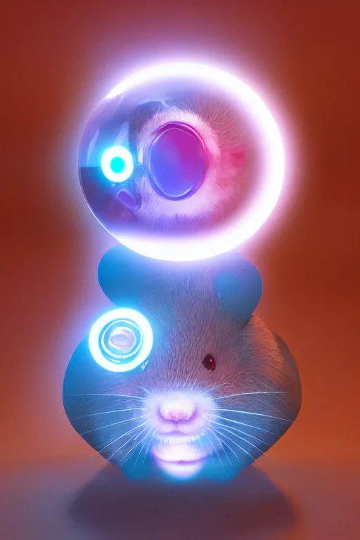 Image similar to cyborg hamster radiating a glowing aura global illumination ray tracing hdr fanart arstation by ian pesty and katarzyna da „ bek - chmiel