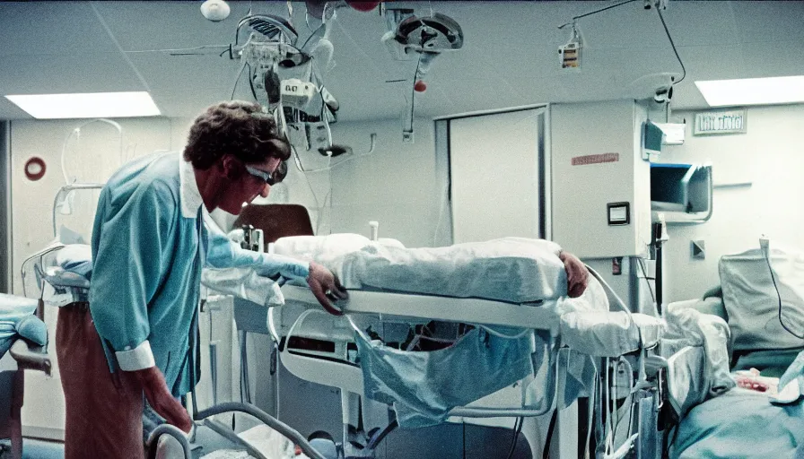 Image similar to 7 0 s movie still of a man made of worms in the hospital, cinestill 8 0 0 t 3 5 mm eastmancolor, heavy grain, high quality, high detail